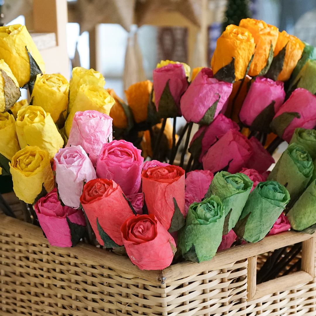 Colorful sutainable flower decor made from paper